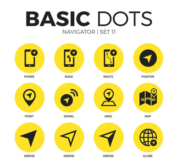 Navigator plat pictogrammen vector set — Stockvector