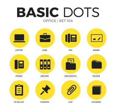 Office düz simgeler kümesi vektör