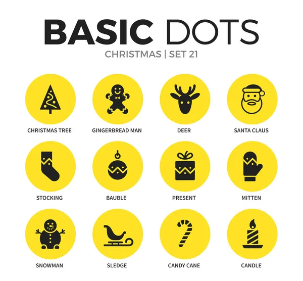Set di icone piatte natalizie vettoriale — Vettoriale Stock