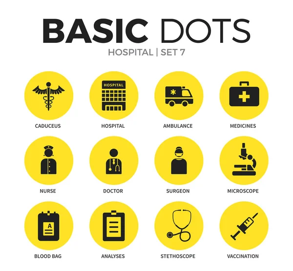 Sjukhuset platt ikoner vektor set — Stock vektor