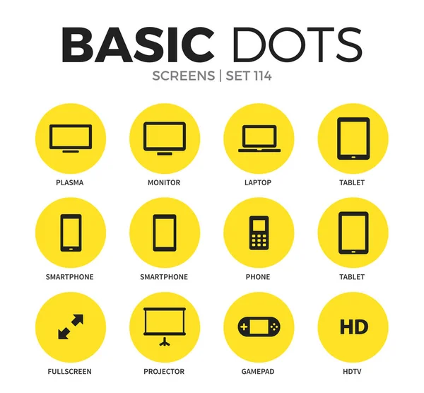 스크린 평면 아이콘 벡터 세트 — 스톡 벡터