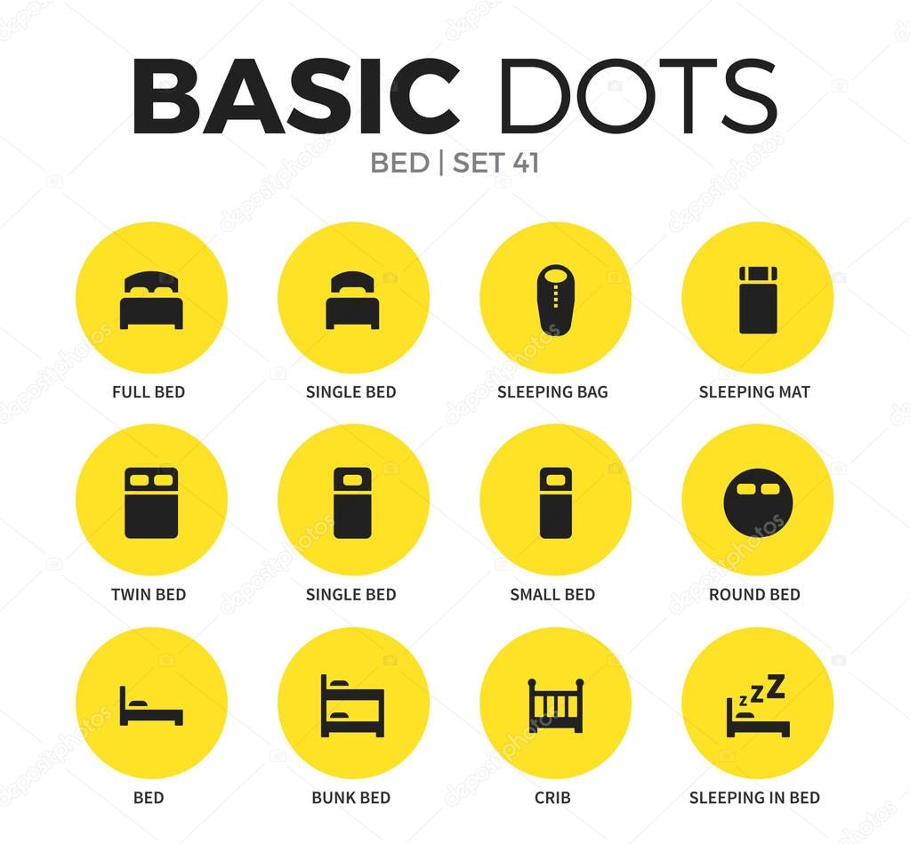 Bed flat icons vector set
