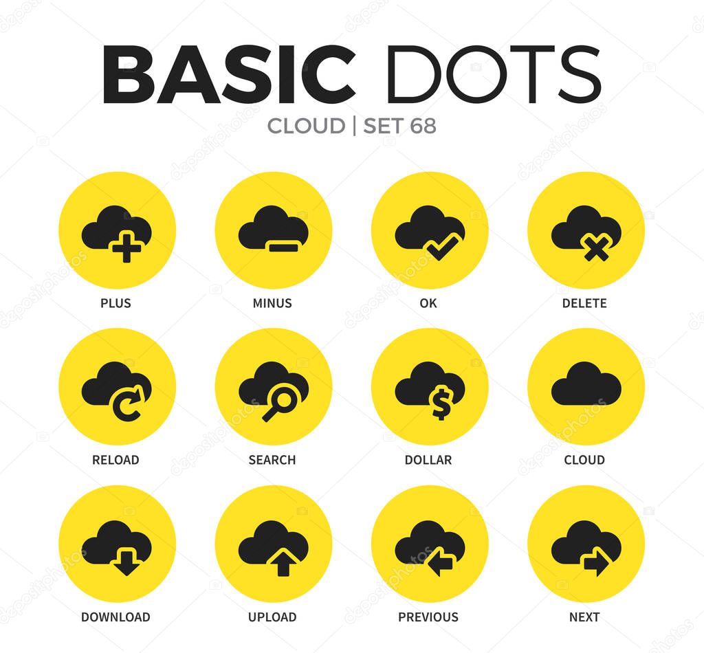 Cloud flat icons vector set