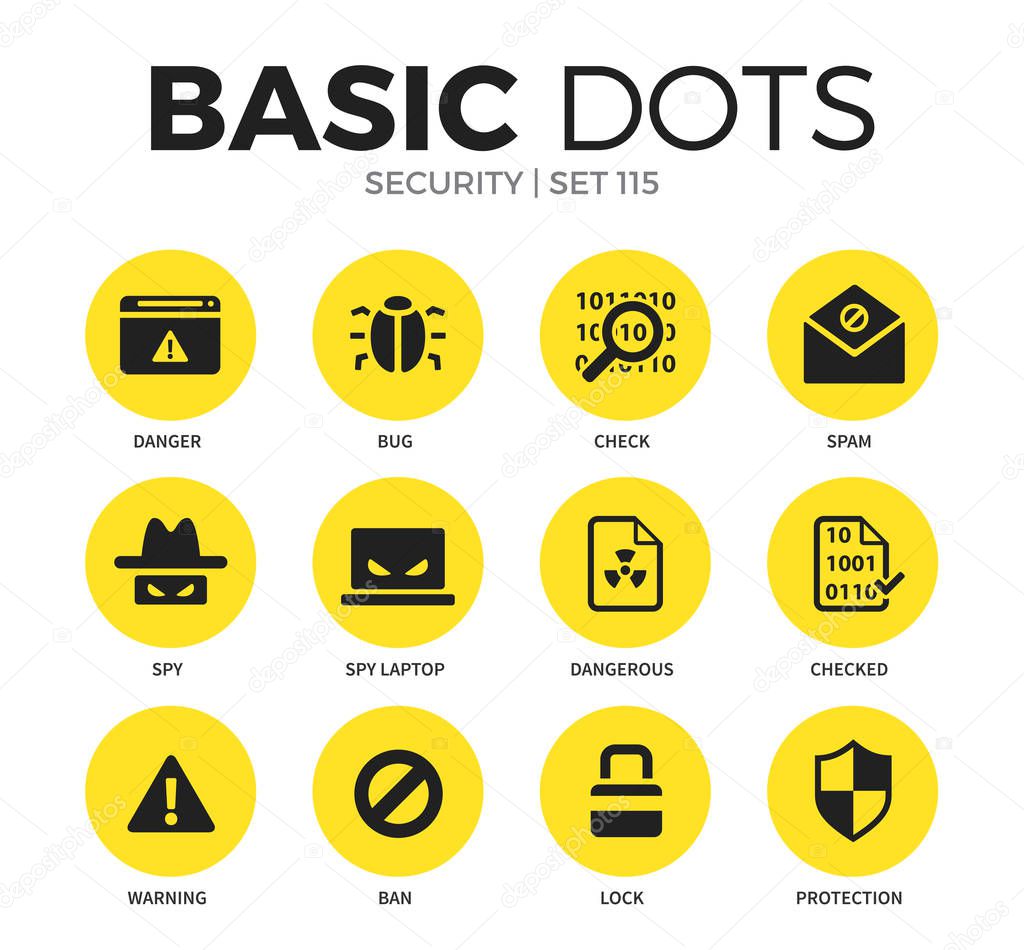 Security flat icons vector set