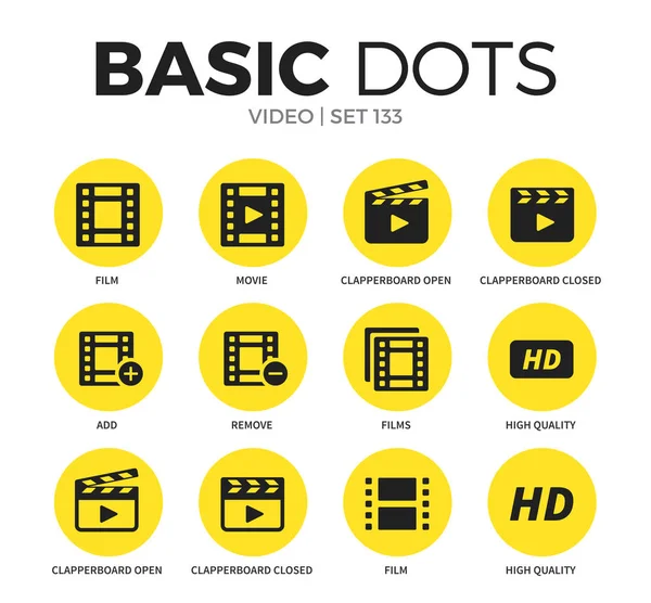 Platte videopictogrammen vector set — Stockvector