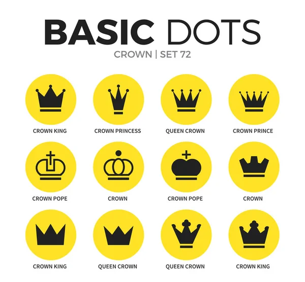 Crown flat icons vector set — Stock Vector