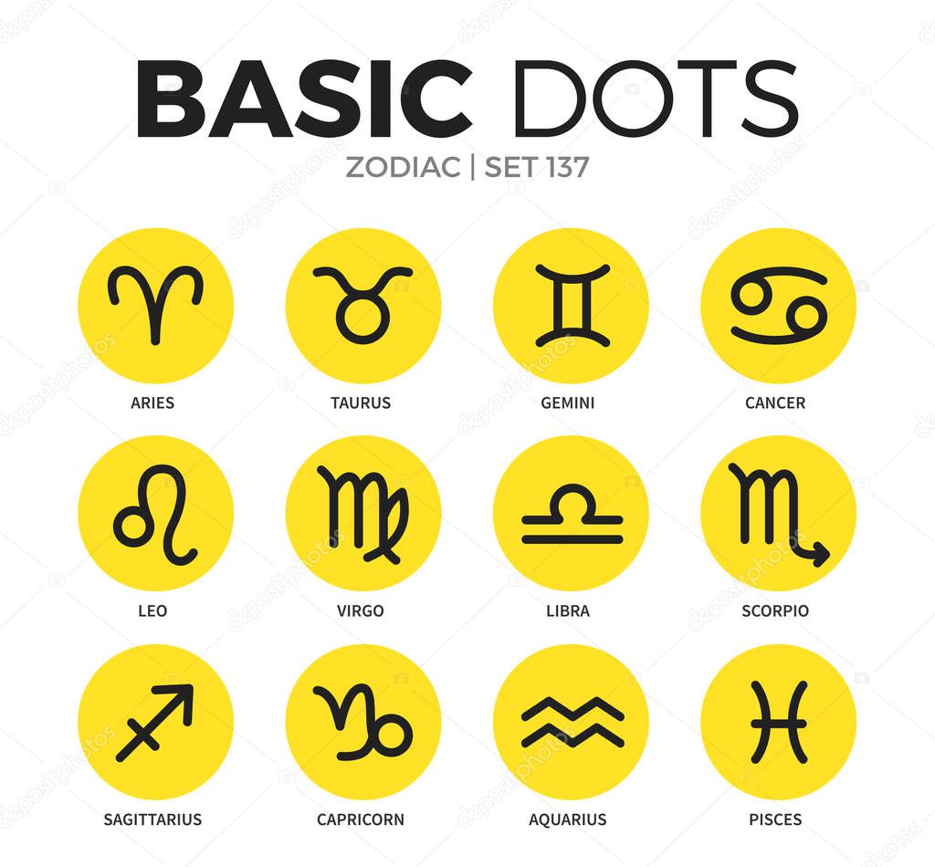 Zodiac flat icons vector set