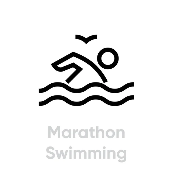 Marathon Swimming sport icons — Stock Vector