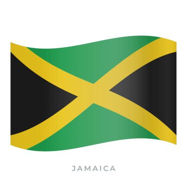Jamaika bayrak vektör simgesi sallıyor. Vektör illüstrasyonu beyazda izole edildi.