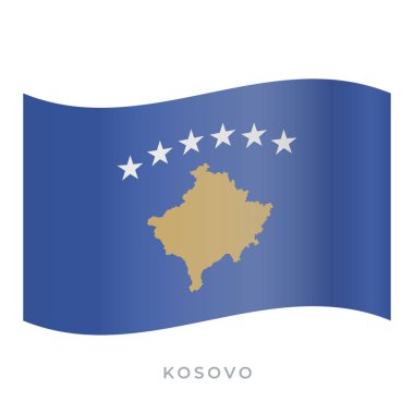 Kosova bayrak vektör simgesi sallıyor. Vektör illüstrasyonu beyazda izole edildi.