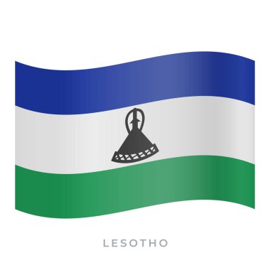 Lesotho bayrak vektör simgesi sallıyor. Vektör illüstrasyonu beyazda izole edildi.