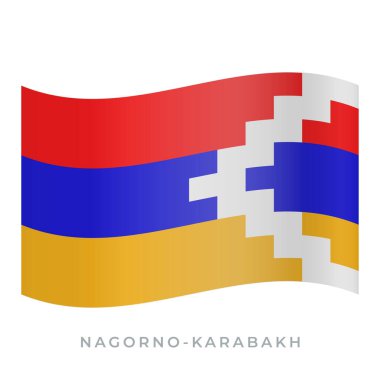 Nagorno-Karabakh bayrak vektör simgesi sallıyor. Vektör illüstrasyonu beyazda izole edildi.