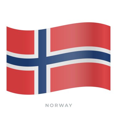 Norveç bayrak vektör simgesi sallıyor. Vektör illüstrasyonu beyazda izole edildi.