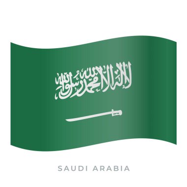 Suudi Arabistan bayrak vektör simgesi sallıyor. Vektör illüstrasyonu beyazda izole edildi.