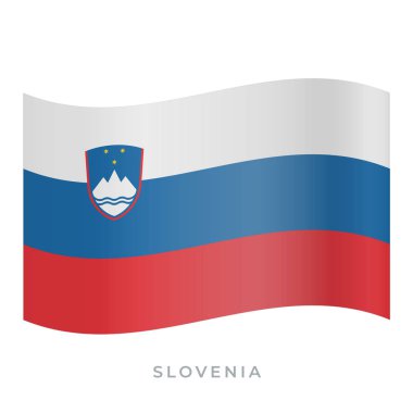 Slovenya bayrak vektör simgesi sallıyor. Vektör illüstrasyonu beyazda izole edildi.