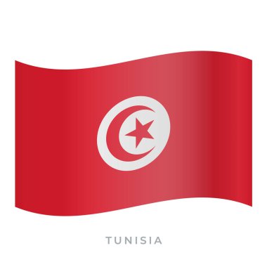 Tunus bayrak vektör simgesi sallıyor. Vektör illüstrasyonu beyazda izole edildi.