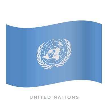 Birleşmiş Milletler bayrak vektör simgesi sallıyor. Vektör illüstrasyonu beyazda izole edildi.