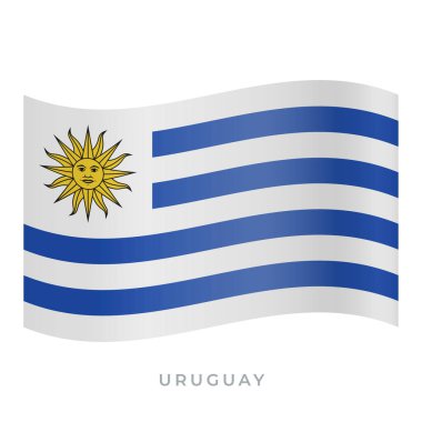 Uruguay bayrak vektör simgesi sallıyor. Vektör illüstrasyonu beyazda izole edildi.