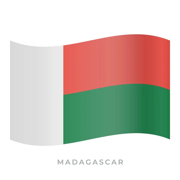 马达加斯加挥动国旗矢量图标。 在白色上孤立的向量图. — 图库矢量图片