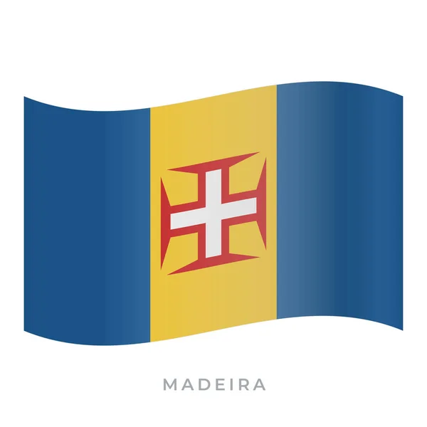 Madeira waving flag vector icon. Vector illustration isolated on white. — Stock Vector