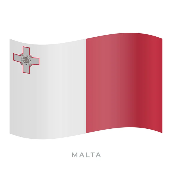 Malta zwaaien vlag vector pictogram. Vector illustratie geïsoleerd op wit. — Stockvector