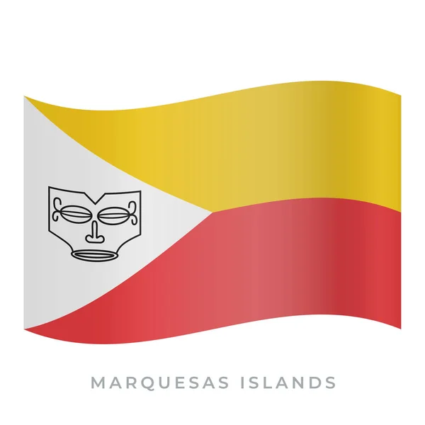 Νησιά Μαρκέζας κυματίζουν εικονίδιο διάνυσμα σημαίας. Εικονογράφηση διανύσματος απομονωμένη σε λευκό. — Διανυσματικό Αρχείο