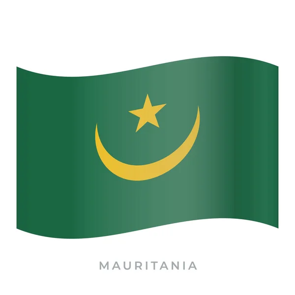 毛里塔尼亚挥动国旗矢量图标。 在白色上孤立的向量图. — 图库矢量图片