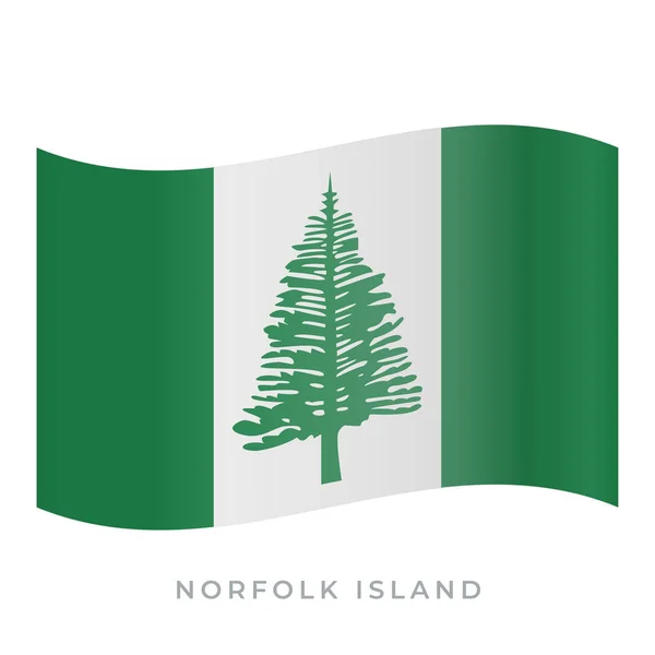 Icône du drapeau vecteur agitant l'île Norfolk. Illustration vectorielle isolée sur blanc. — Image vectorielle