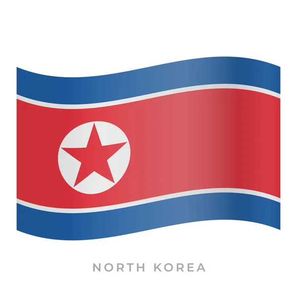 Noord-Korea zwaaien vlag vector icoon. Vector illustratie geïsoleerd op wit. — Stockvector