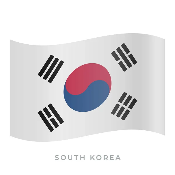 Corea del Sur ondeando icono del vector de bandera. Ilustración vectorial aislada en blanco . — Vector de stock