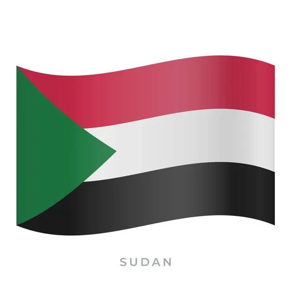 Sudán ondeando icono del vector de la bandera. Ilustración vectorial aislada en blanco . — Archivo Imágenes Vectoriales