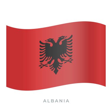 Arnavutluk bayrak vektör simgesi sallıyor. Vektör illüstrasyonu beyazda izole edildi.