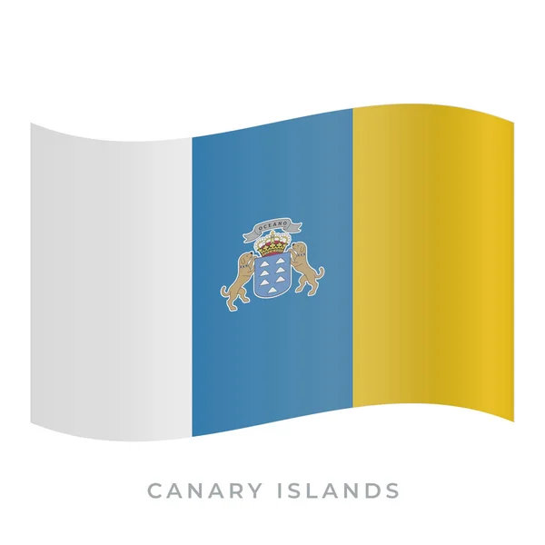 Canary Islands waving flag vector icon. Vector illustration isolated on white. — Stock Vector