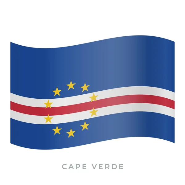 Cap-Vert agitant l'icône du drapeau vectoriel. Illustration vectorielle isolée sur blanc. — Image vectorielle