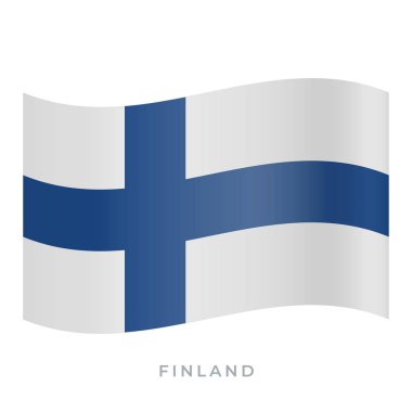 Finlandiya 'nın bayrak vektör simgesi sallaması. Vektör illüstrasyonu beyazda izole edildi.