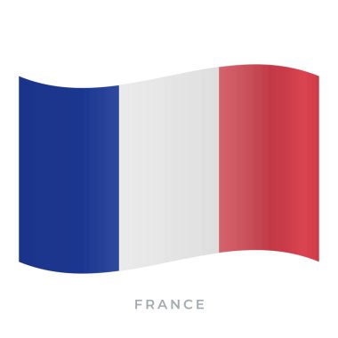 Fransa bayrak vektör simgesi sallıyor. Vektör illüstrasyonu beyazda izole edildi.