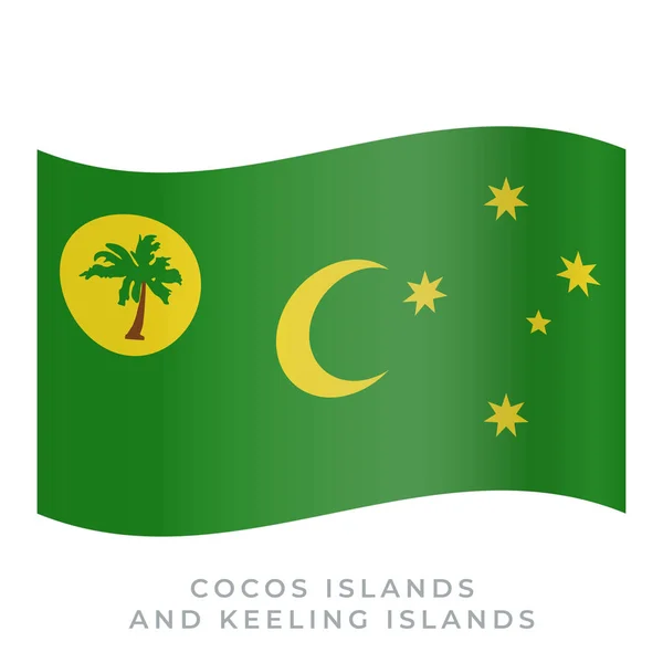 Islas Cocos e Islas Keeling ondeando icono del vector de la bandera. Ilustración vectorial aislada en blanco . — Archivo Imágenes Vectoriales