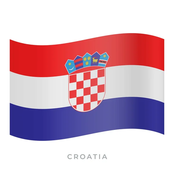 Horvátország lobogtató zászló vektor ikon. Fehér alapon izolált vektorillusztráció. — Stock Vector