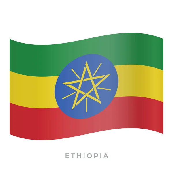 Ethiopia waving flag vector icon. Vector illustration isolated on white. — Stock Vector