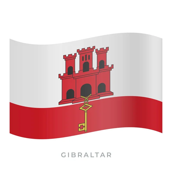 Gibraltar ondeando icono del vector bandera. Ilustración vectorial aislada en blanco . — Archivo Imágenes Vectoriales