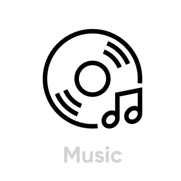 Icono de vinilo y nota musical — Vector de stock