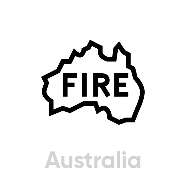 Australien mit Feuer-Logo-Vektorsymbol. editierbare Zeilenabbildung — Stockvektor