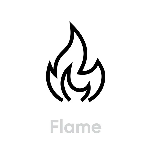 Ikona Plamen a Oheň. Upravitelná ukázka čáry — Stockový vektor