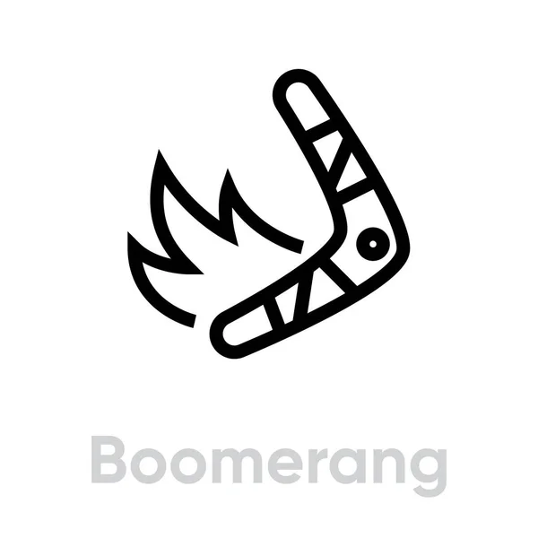 Boomerang on Fire vectoricoon. Aanpasbare regel — Stockvector