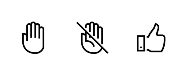 Dłoń, Dłoń Nie dotykaj, Kciuk W górę ikony — Wektor stockowy