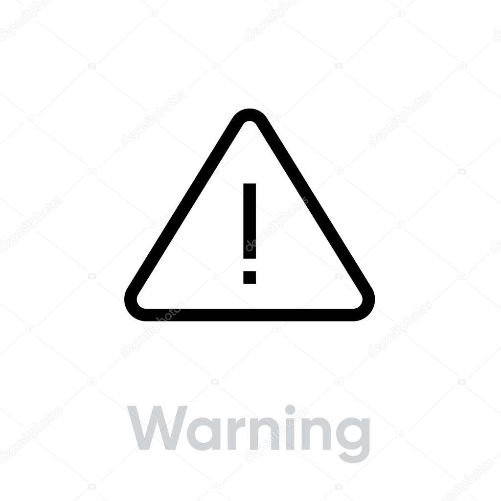 Warning Sign vector icon. Editable line illustration