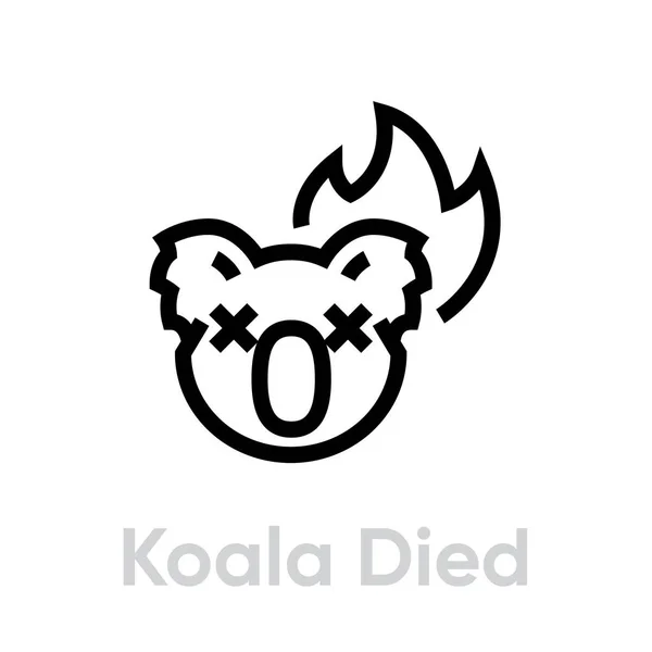 Koala stierf op Fire vector icoon. Aanpasbare regel — Stockvector