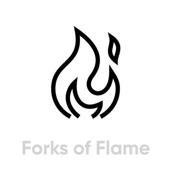 Forks of Flame ícone vetor silhueta. Linha editável —  Vetores de Stock