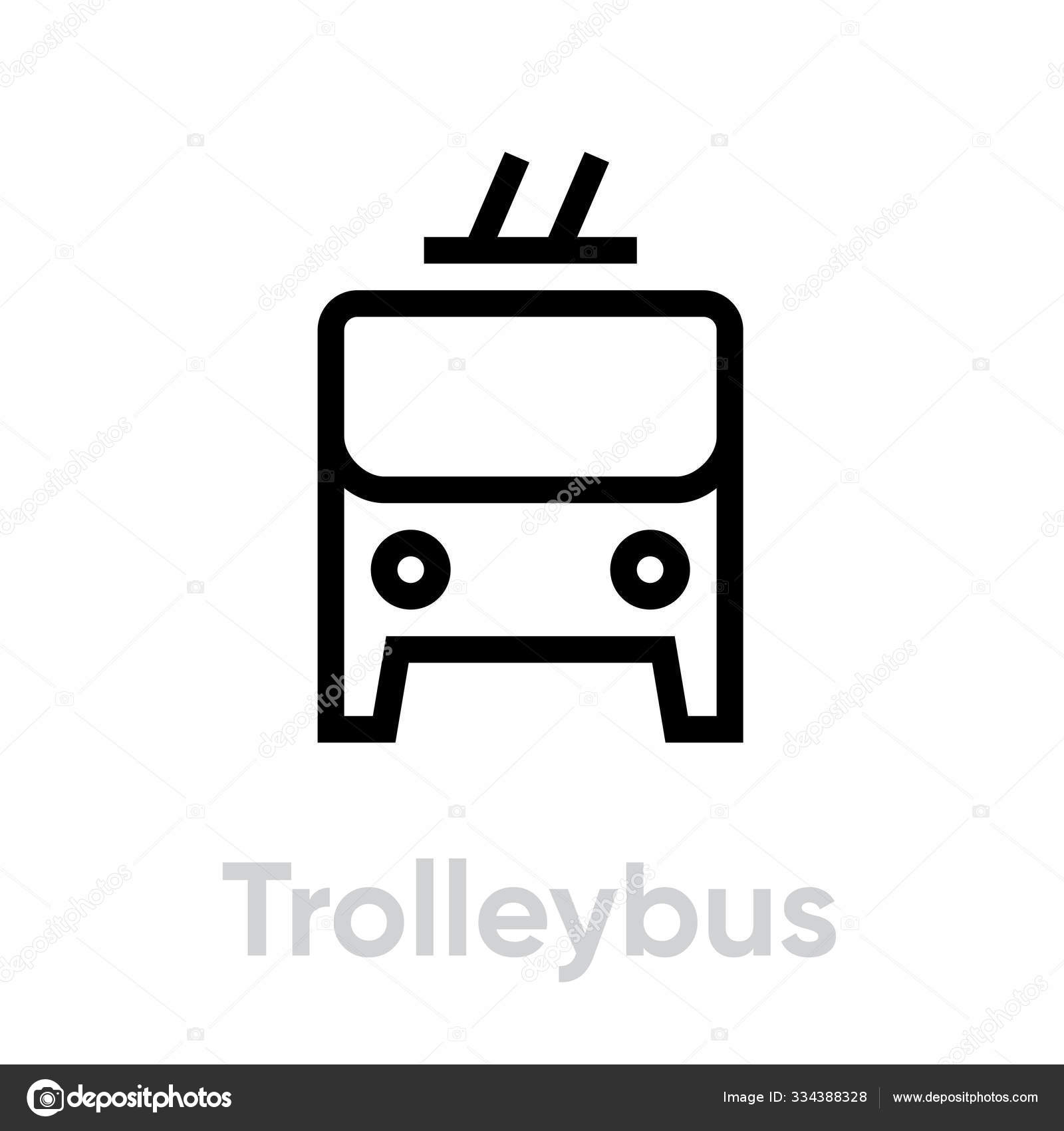 Trolleybus icon vector editable line. Electric Bus symbol Stock Vector ...
