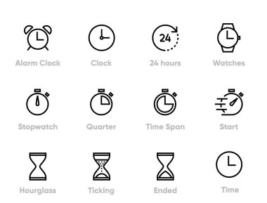 Zaman, Kronometre ve saat Düzenlenebilir Satır Simgeleri